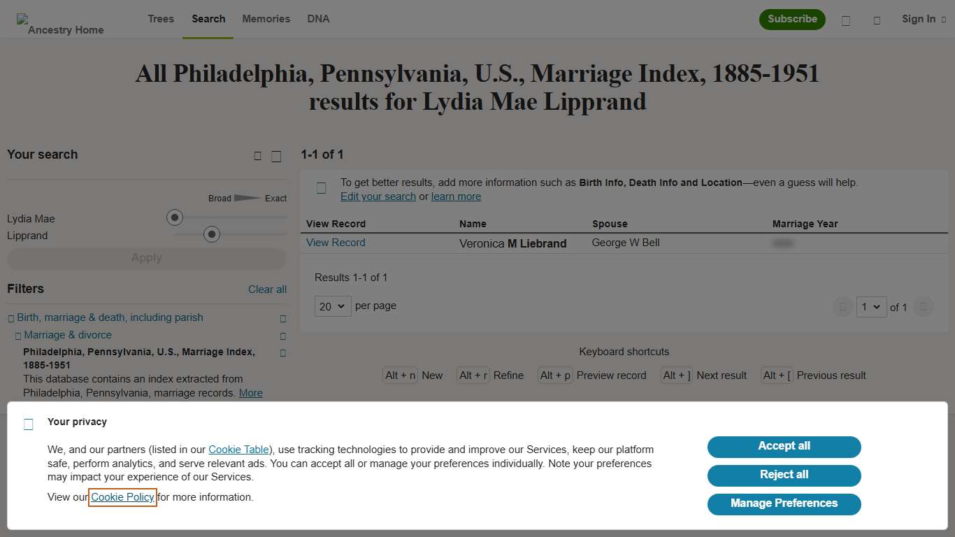 Lydia Mae Lipprand - Philadelphia, Pennsylvania, U.S., Marriage Index, 1885-1951 - Ancestry.com